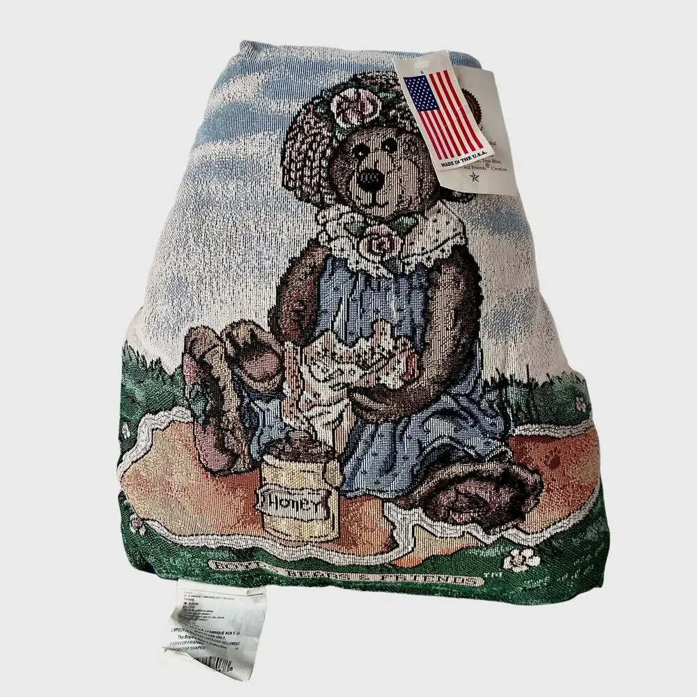 Vintage 90s Boyds Bears & Friend Forever Friends Tapestry Pillow Americana USA